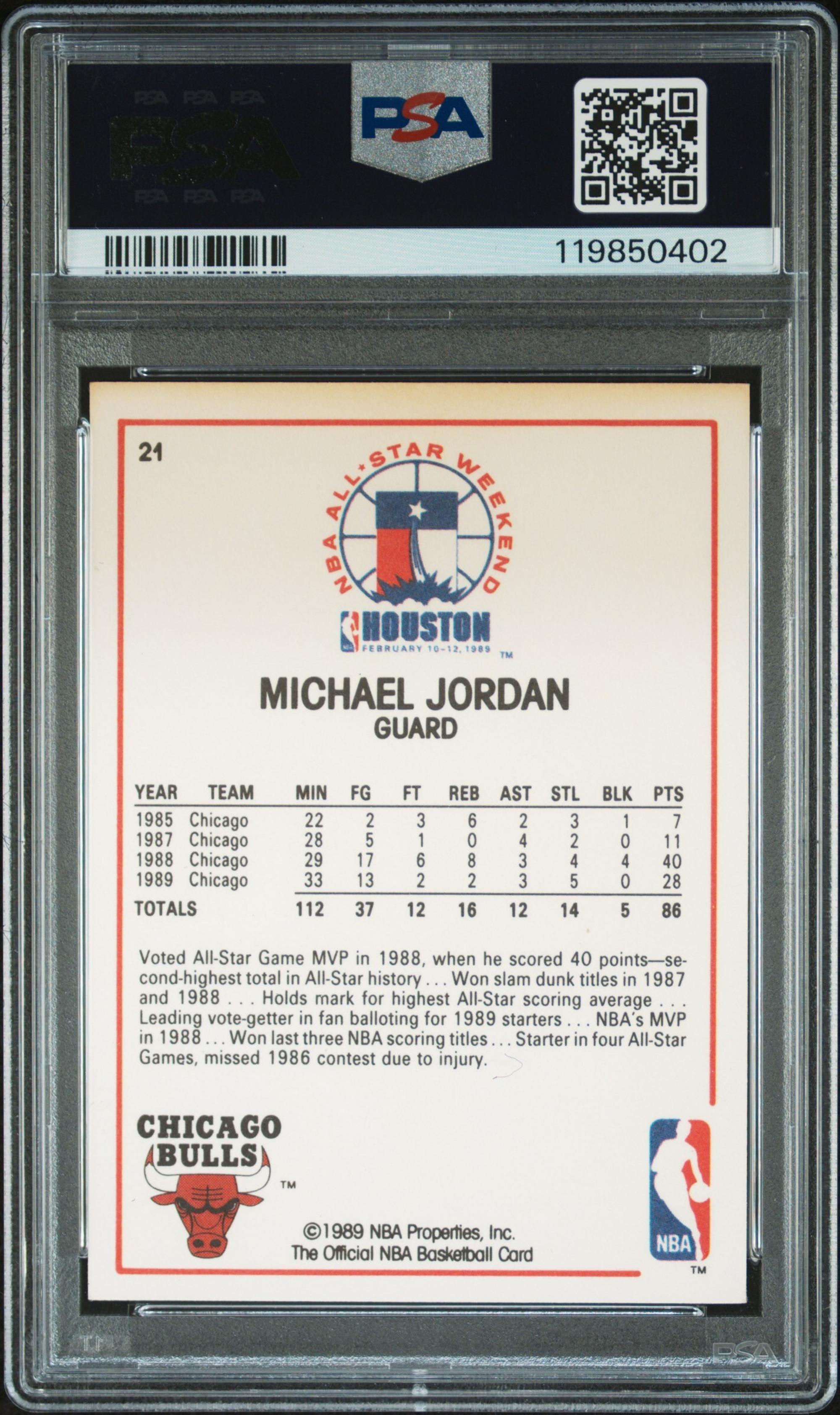 A 1989 Hoops Michael Jordan Signed Autograph Basketball Card No. 21 (PSA)