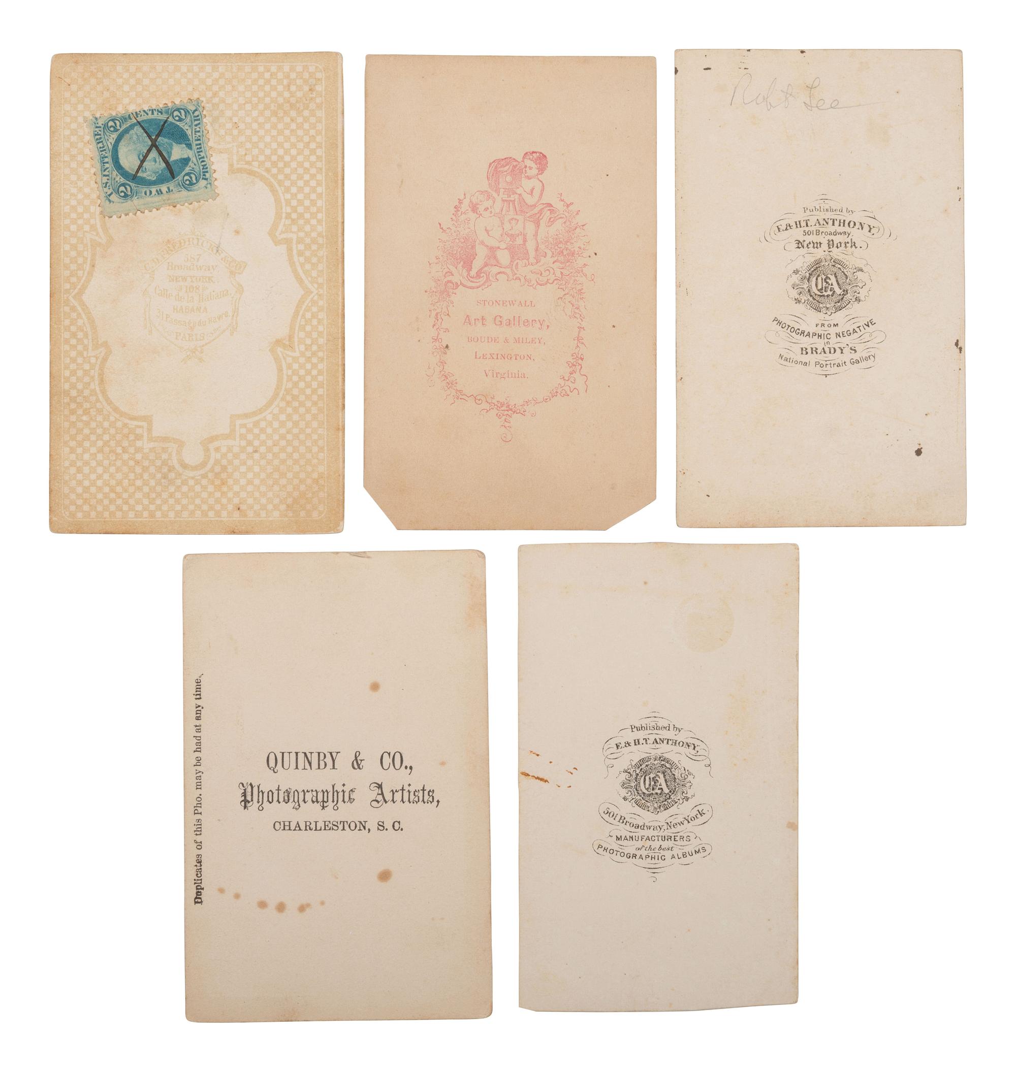 [CIVIL WAR - LEE, Robert E. (1807-1870)]. 5 CDVs of CSA General Robert E. Lee, incl. the "Blockade Portrait."