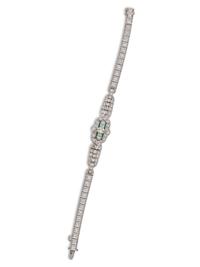 ART DECO, DIAMOND AND EMERALD BRACELET