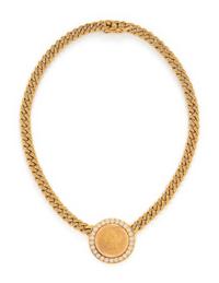DIAMOND AND GOLD COIN NECKLACE