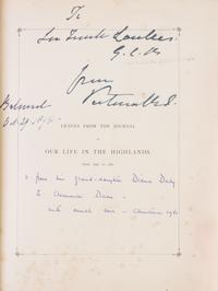 (QUEEN VICTORIA) HELPS, ARTHUR, ed. Leaves from the Journal of Our Life in the Highlands... London, 1868. Inscribed by Queen Victoria.