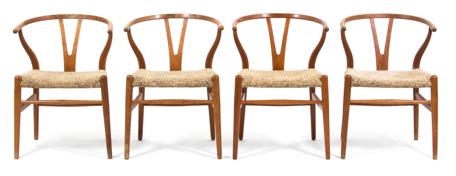 Hans Wegner (Danish, 1914-2007), CARL HANSEN & SON, 1950s, set of four wishbone chairs