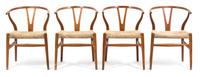 Hans Wegner (Danish, 1914-2007), CARL HANSEN & SON, 1950s, set of four wishbone chairs