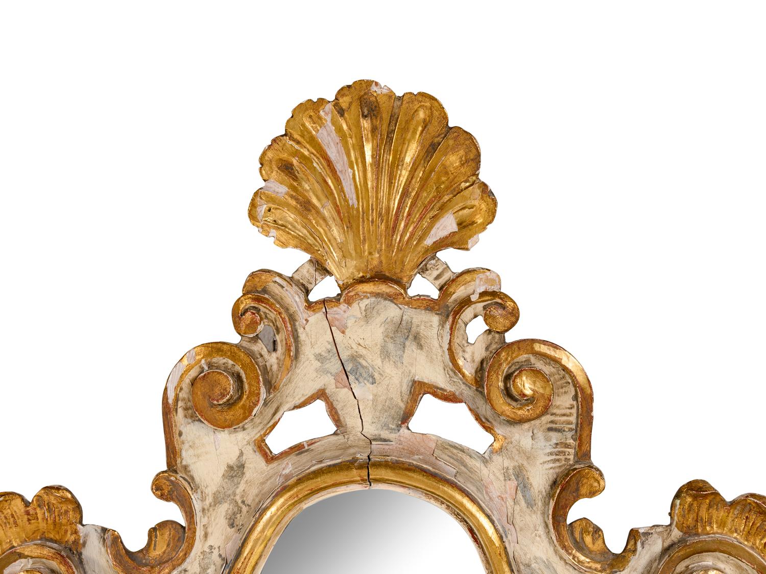 A Venetian Painted and Parcel Gilt Console Table and Mirror