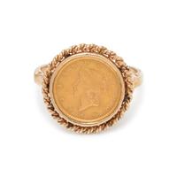 YELLOW GOLD AND COIN RING
