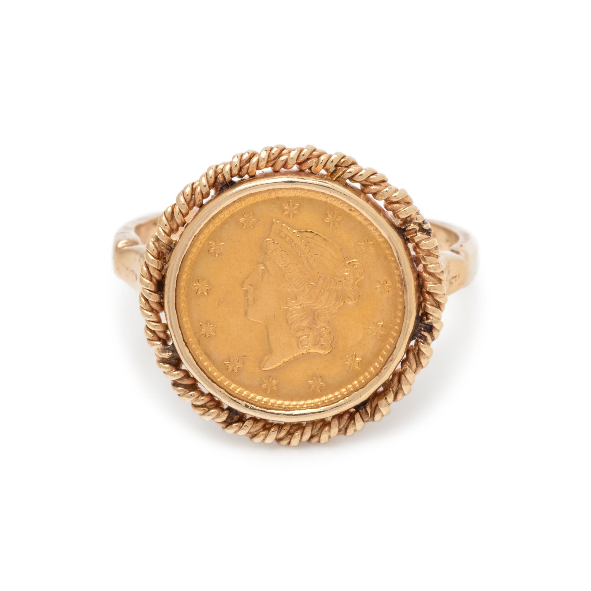 YELLOW GOLD AND COIN RING