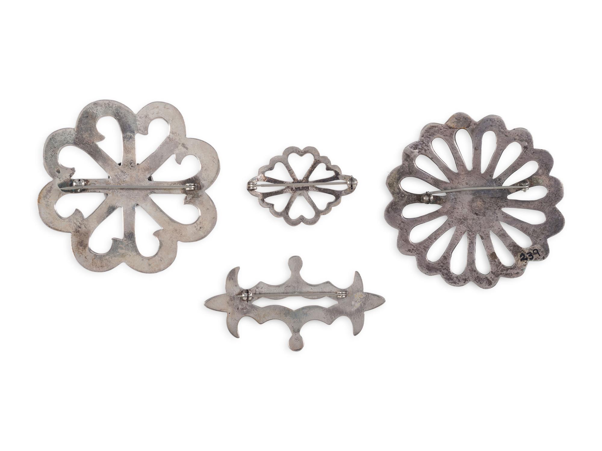 Navajo Sandcast Silver Pins / Brooches