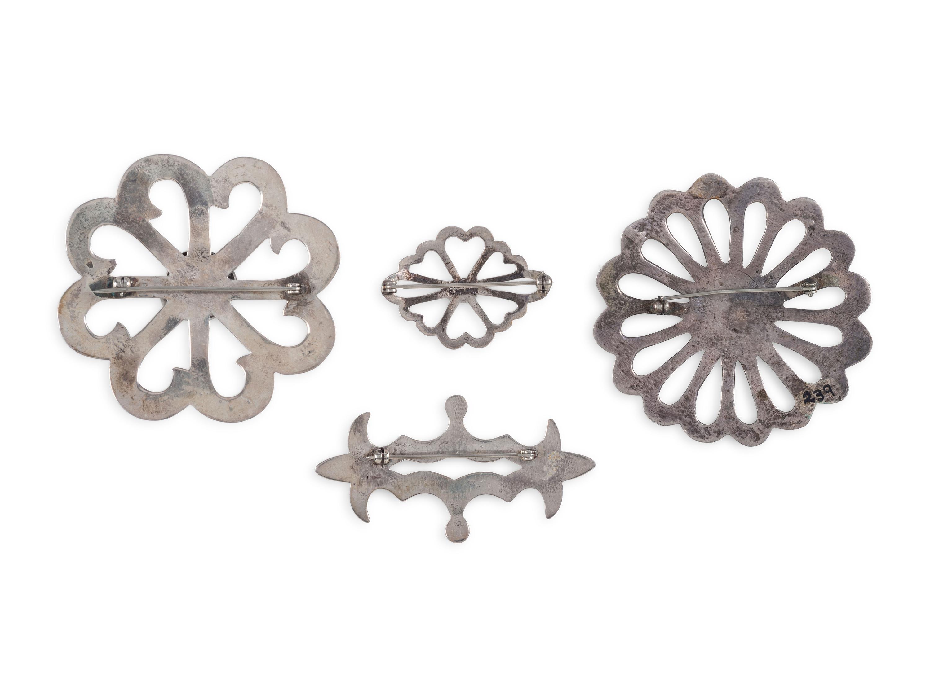Navajo Sandcast Silver Pins / Brooches