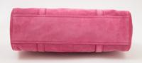 A Prada Pink Suede Handbag, 12.5" x 7.5" x 4.5"; Strap drop: 9".