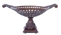 A Patinated Cast Metal Centerpiece Basket Height 15 1/2 x width 30 x depth 16 1/4 inches. — 20TH CENTURY