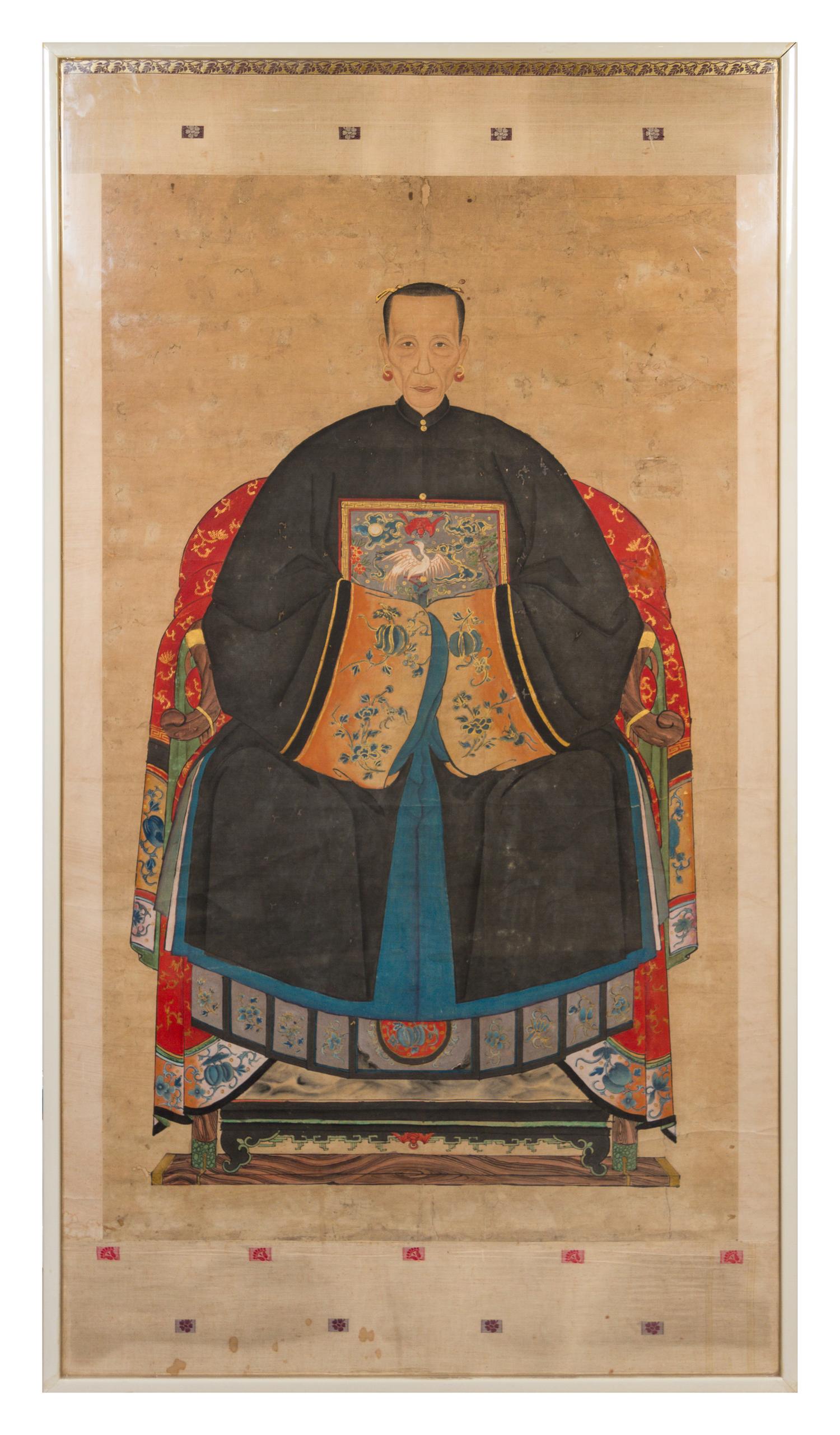A Pair of Chinese Ancestral Paintings 19TH CENTURY 60 3/4 x 35 1/4 inches. — 19TH CENTURY