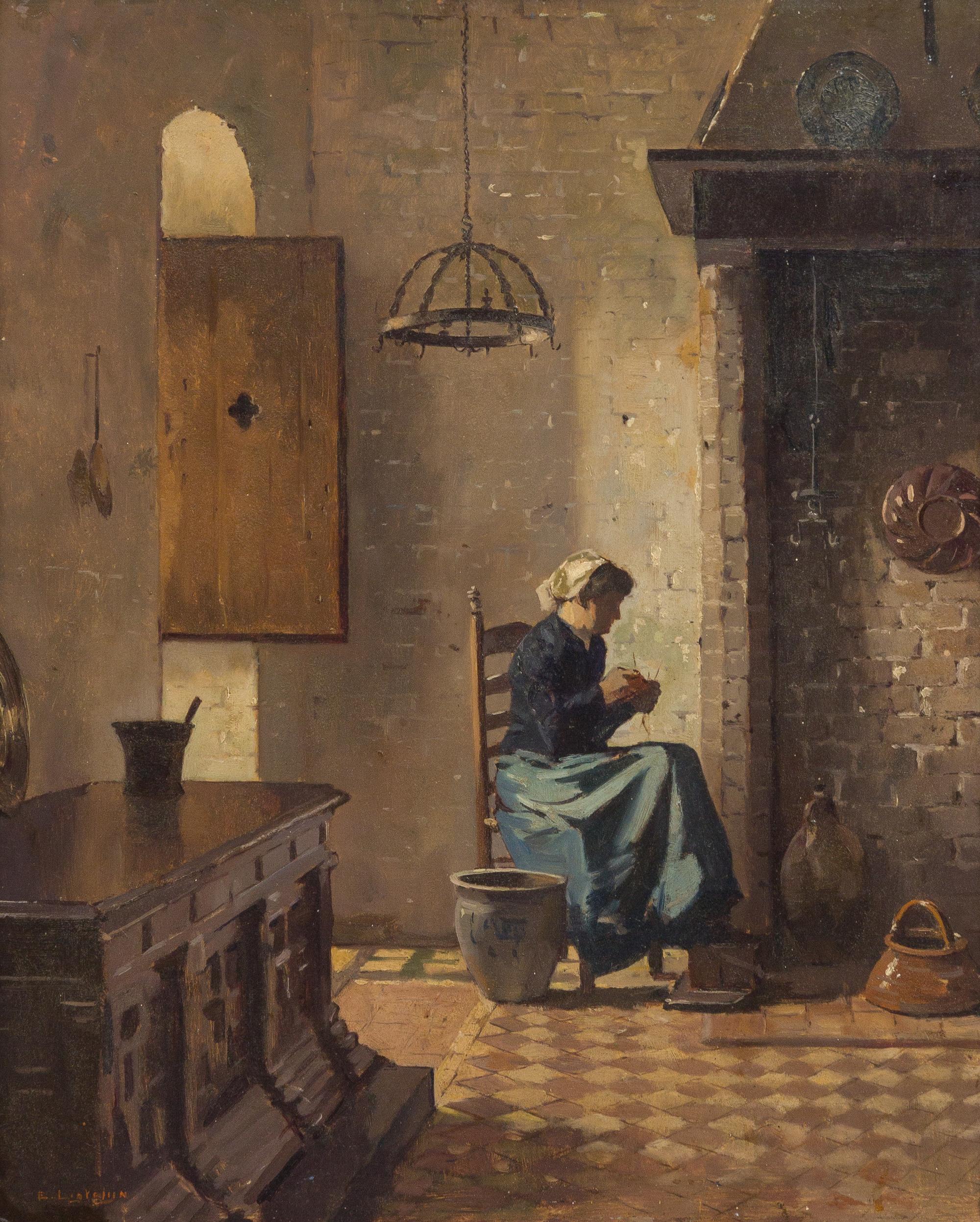Evert-Jan Ligtelijin, (Dutch, 1893-1975), Seated Woman Near Fire