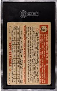 A 1952 Topps Willie Mays Rookie Baseball Card No. 261 (SGC 3 VERY GOOD)