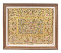 A Large Chinese Yellow Ground Embroidered ’Dragon and Lotus‘ Silk Throne Cover, 18th-19th Century 清中期 黄地绣云龙纹宝座垫
