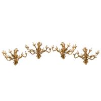 A Set of Four Belle Époque Style Gilt Bronze Eight-Light Sconces