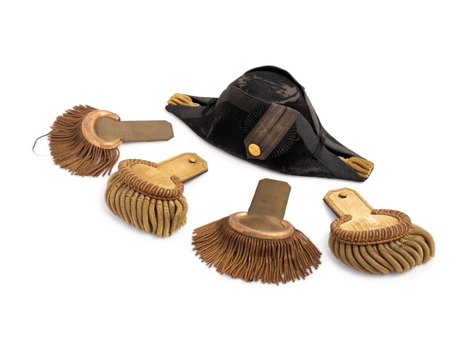 US Naval Dress Bicorn and Two Sets of Epaulets, c1900
