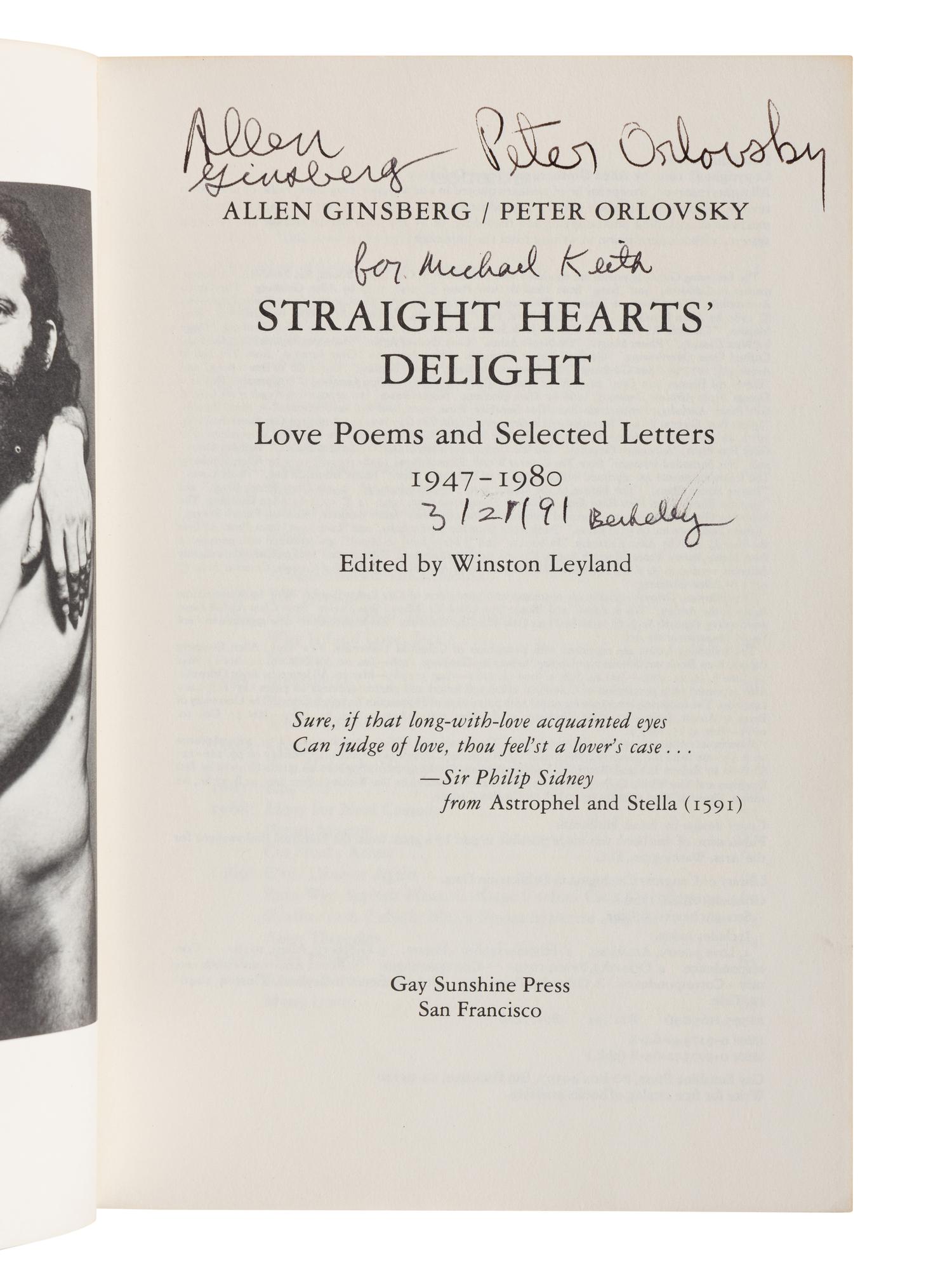 GINSBERG, Allen (1926-1997). A group of 12 works by or about Ginsberg, MANY SIGNED OR INSCRIBED, comprising: