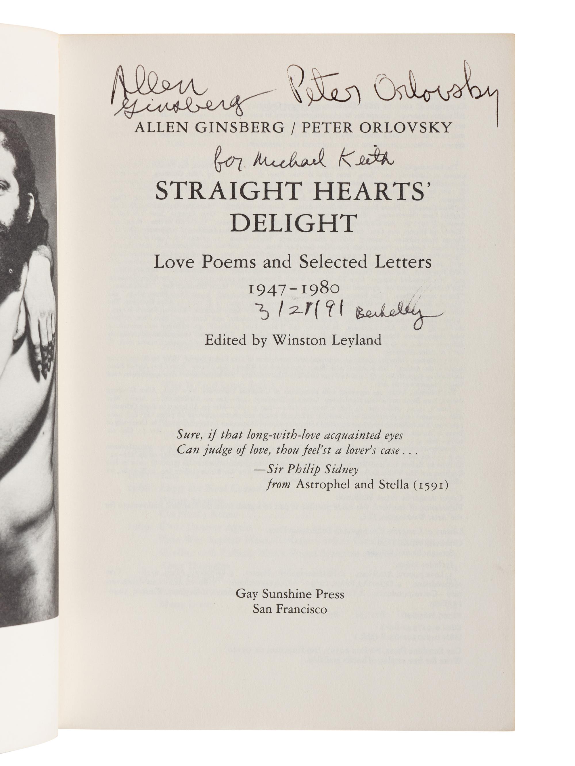 GINSBERG, Allen (1926-1997). A group of 12 works by or about Ginsberg, MANY SIGNED OR INSCRIBED, comprising: