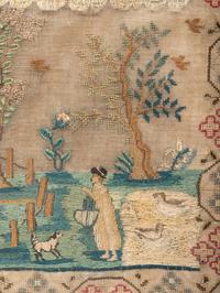 An English Needlework Embroidered Schoolgirl’s Sampler