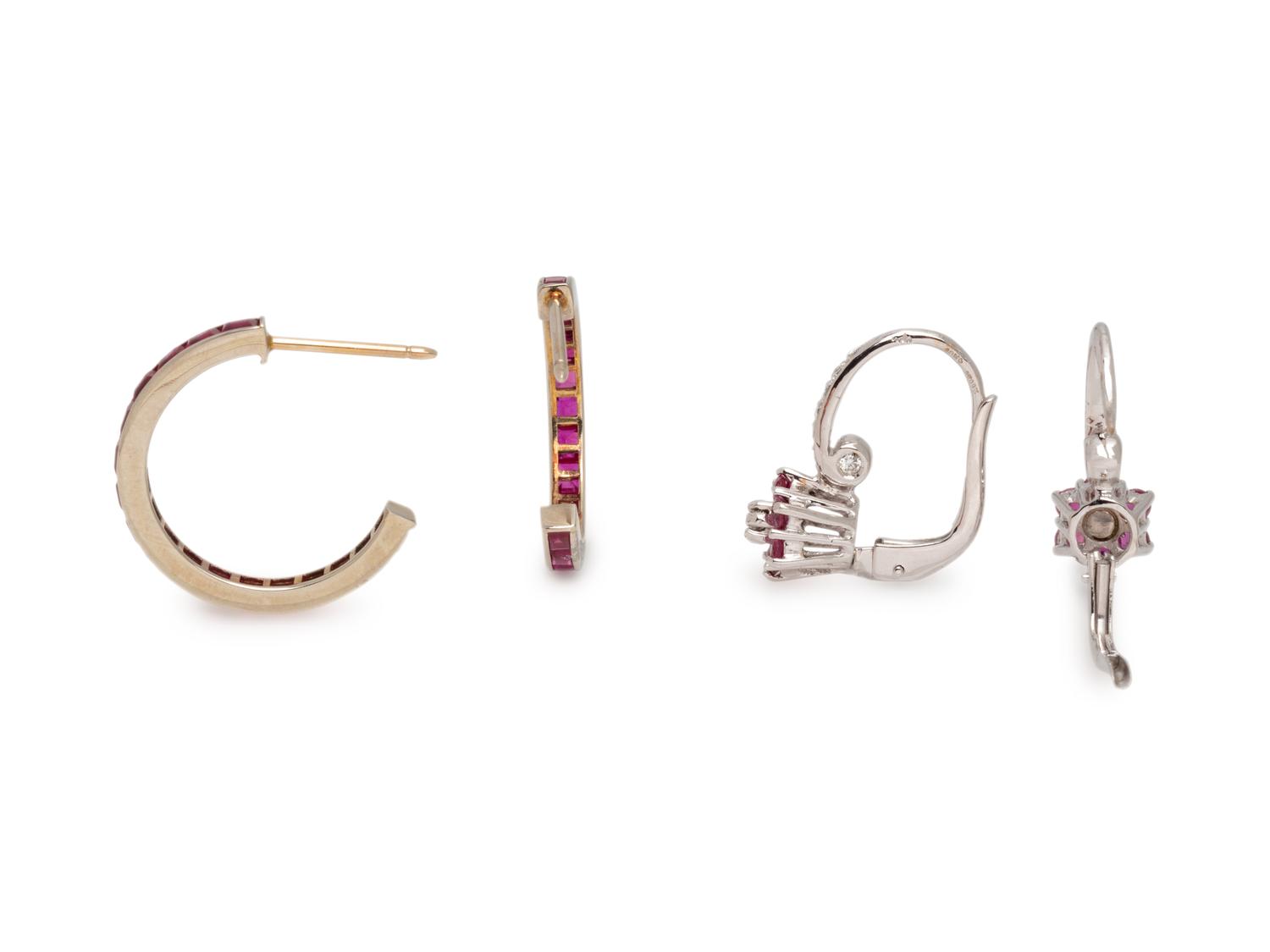 COLLECTION OF RUBY EARRINGS