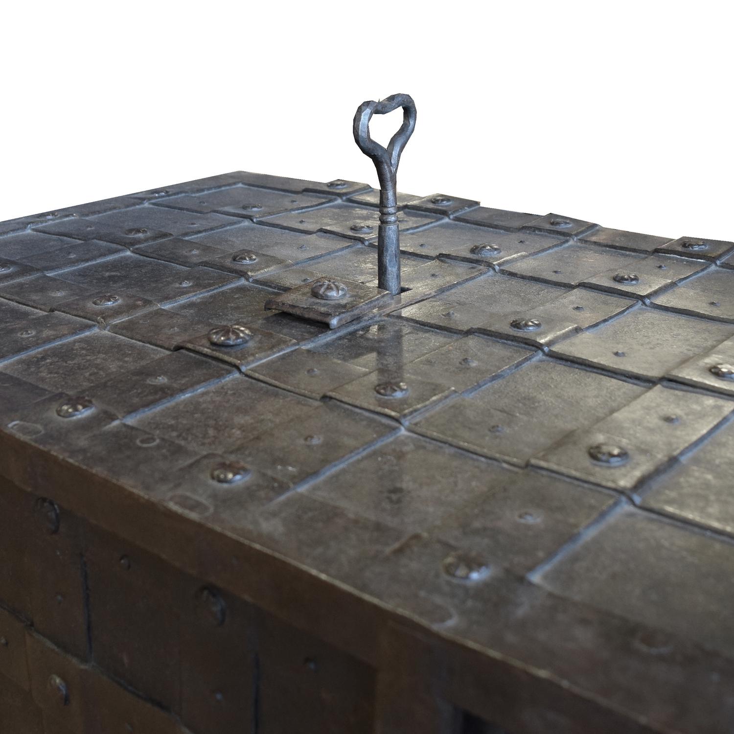 A Wrought Iron Safe Box 35" W x 25" D x 24" H — Italy, 18th Century