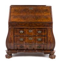 A Mahogany Bombe Bureau Height 24 x width 35 1/4 x depth 18 inches. — 20TH CENTURY