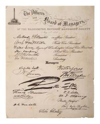 FILLMORE, Millard (1800-1874). Document signed as Pres. of the Washington Natl. Monument Society.