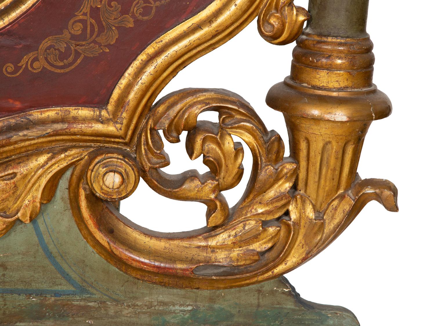 An Italian Rococo Style Painted and Parcel Gilt Headboard