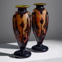 Pair of Le Verre Français Daturas Vases, c. 1930