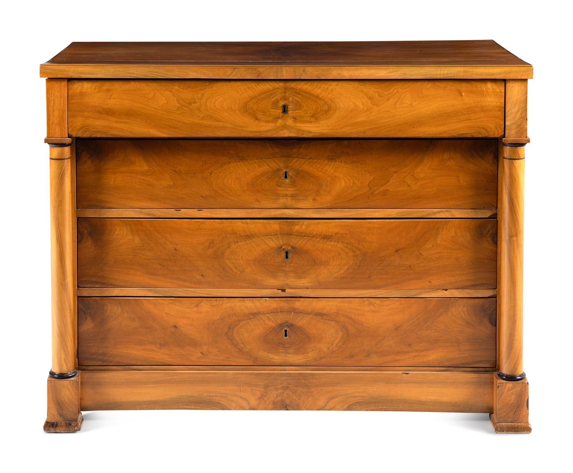An Empire Part Ebonized Walnut Commode