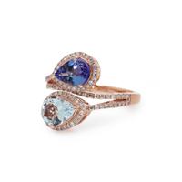 TANZANITE, AQUAMARINE AND DIAMOND RING