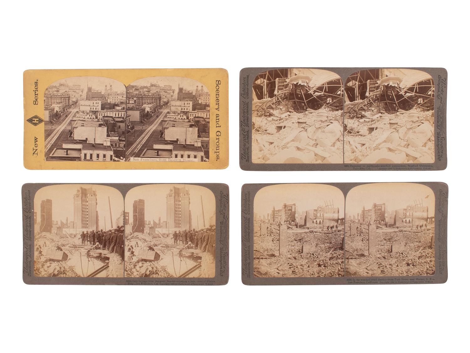 [CALIFORNIA]. A group of San Francisco views incl. images of fire and earthquake ruins.