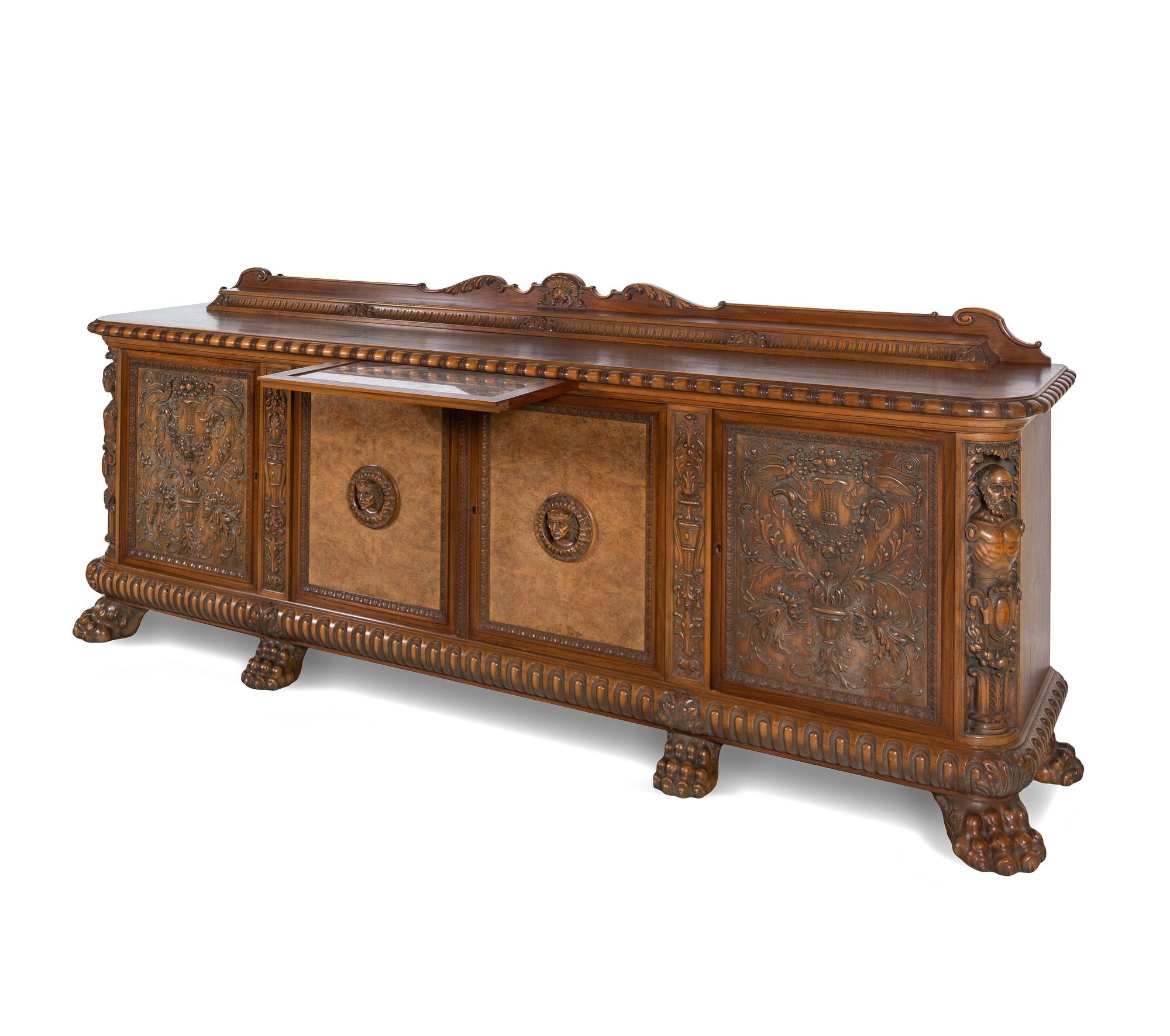 A Renaissance Style Walnut Sideboard