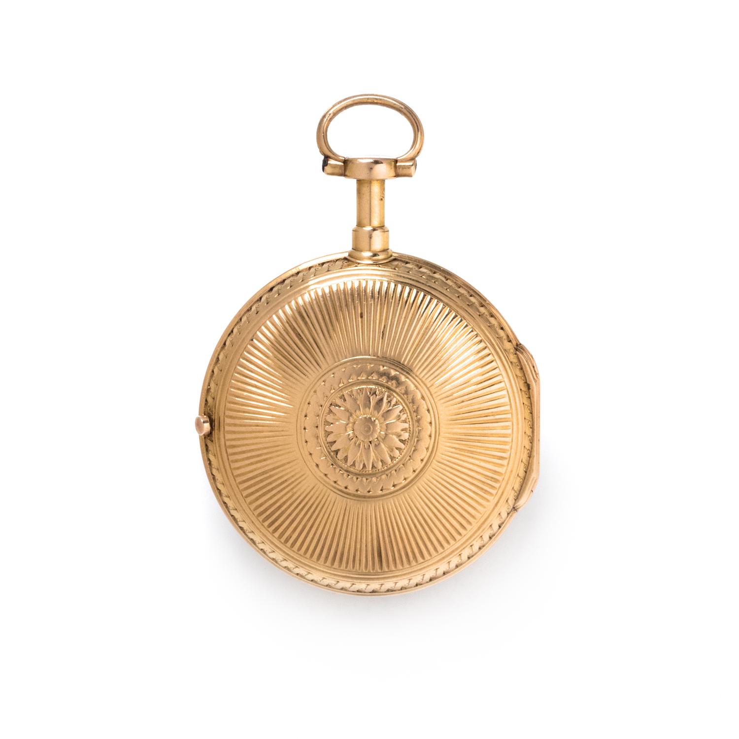 FALQUEA, GILT-METAL OPEN FACE POCKET WATCH