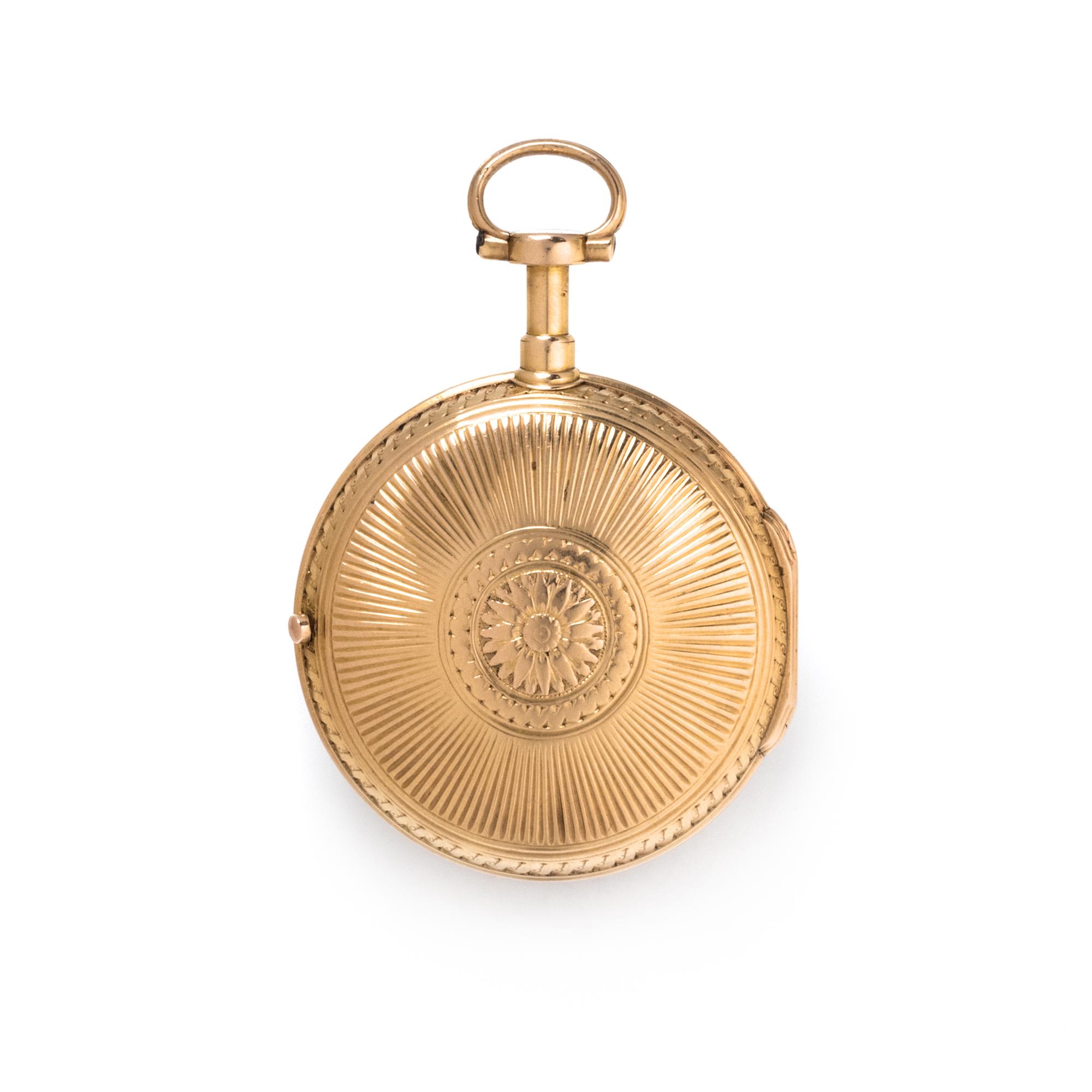 FALQUEA, GILT-METAL OPEN FACE POCKET WATCH