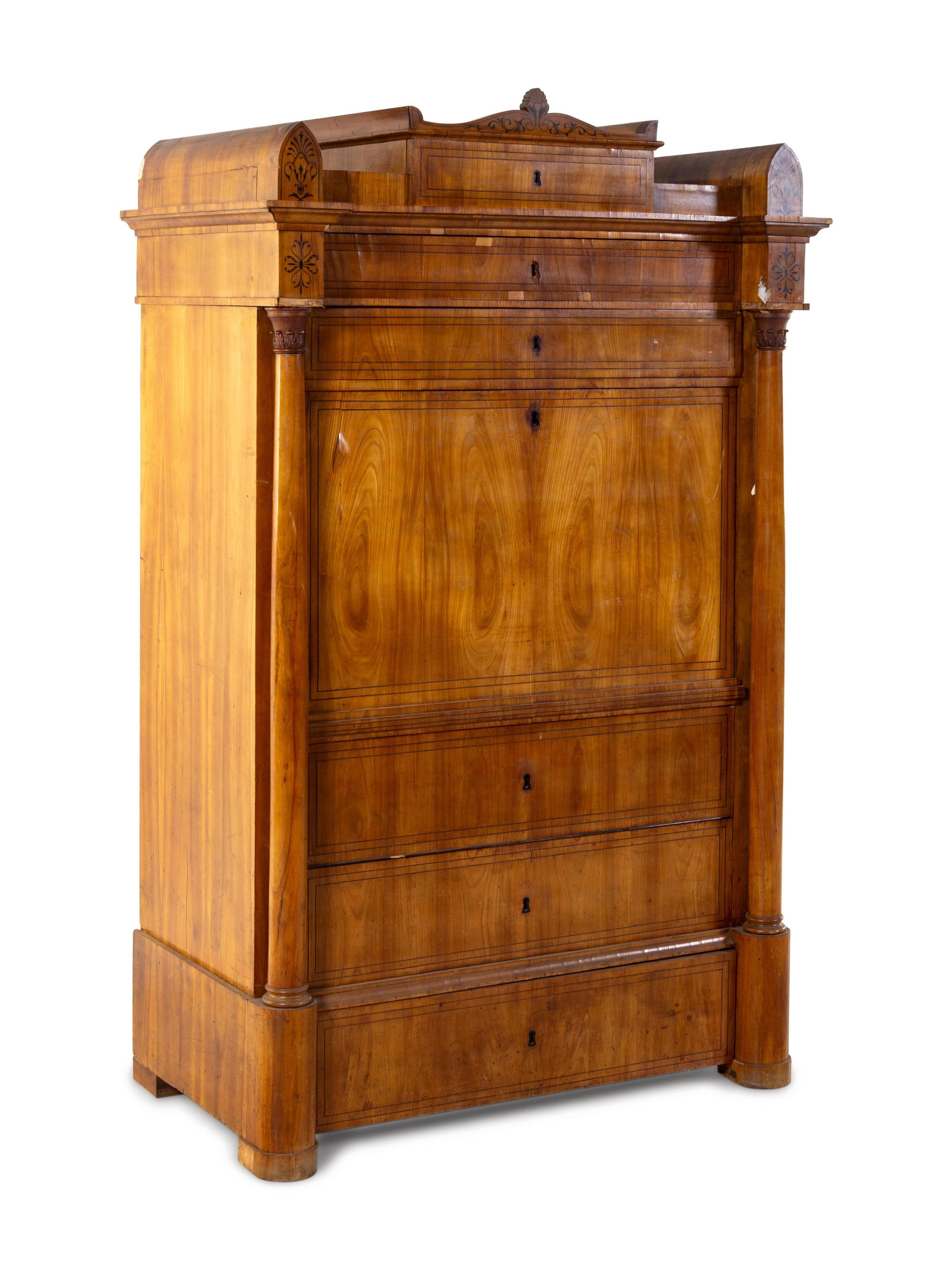 A Biedermeier Walnut Secrétaire à Abattant