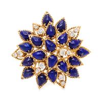 A Yellow Gold, Lapis Lazuli and Diamond Brooch, 7.10 dwts.