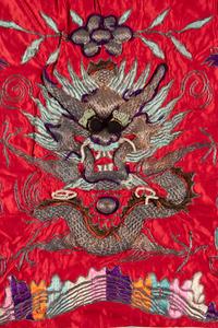 Five Chinese Theatrical Embroidered Silk Set Dressings
