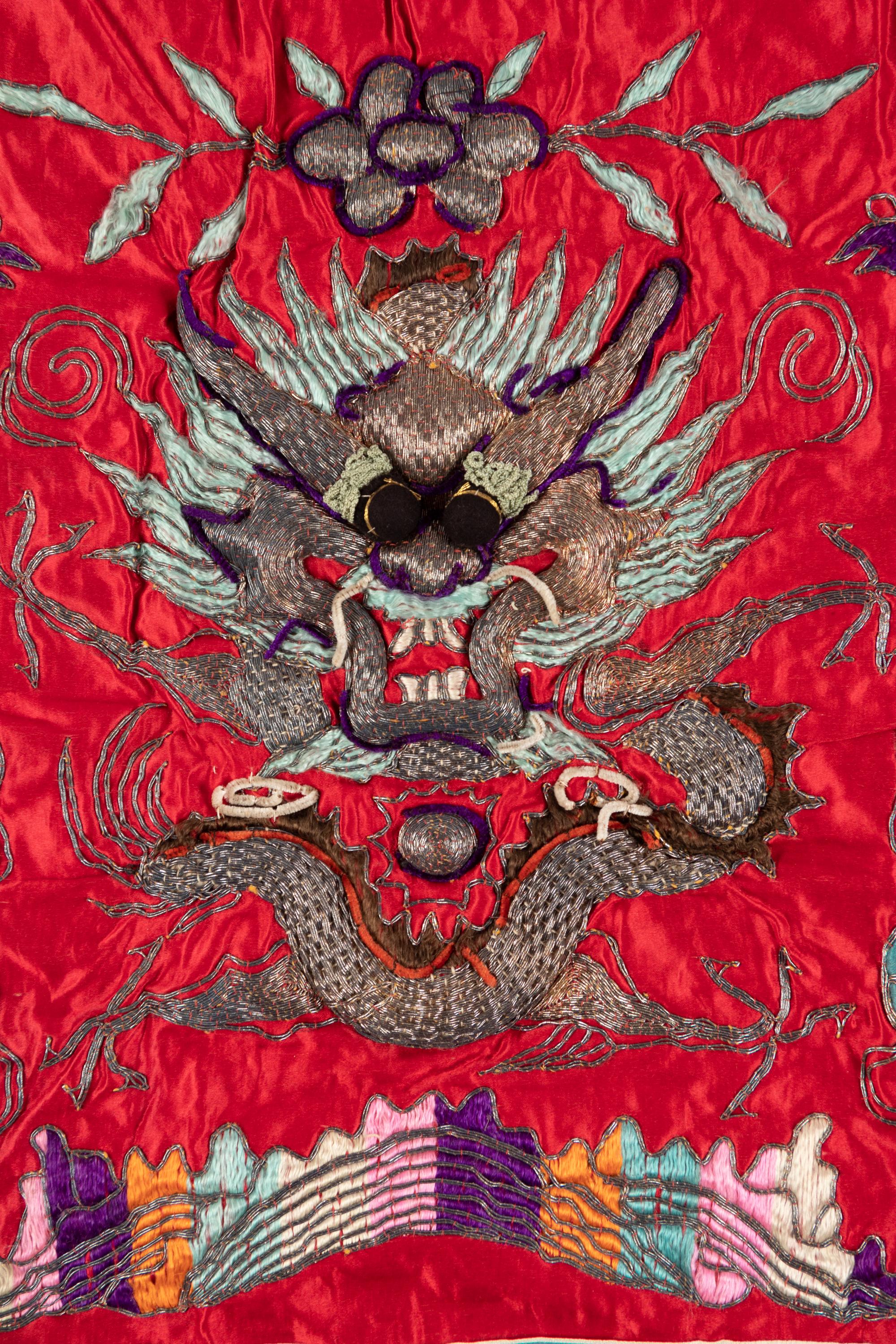 Five Chinese Theatrical Embroidered Silk Set Dressings