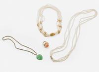 A Miscellaneous Collection of Gold and Organic Gemstone Jewelry