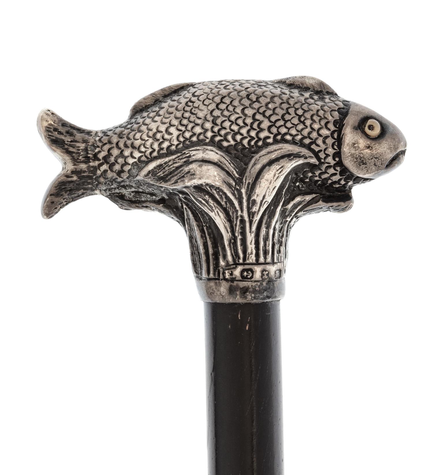 A Victorian Silver Handled Zoomorphic Walking Stick