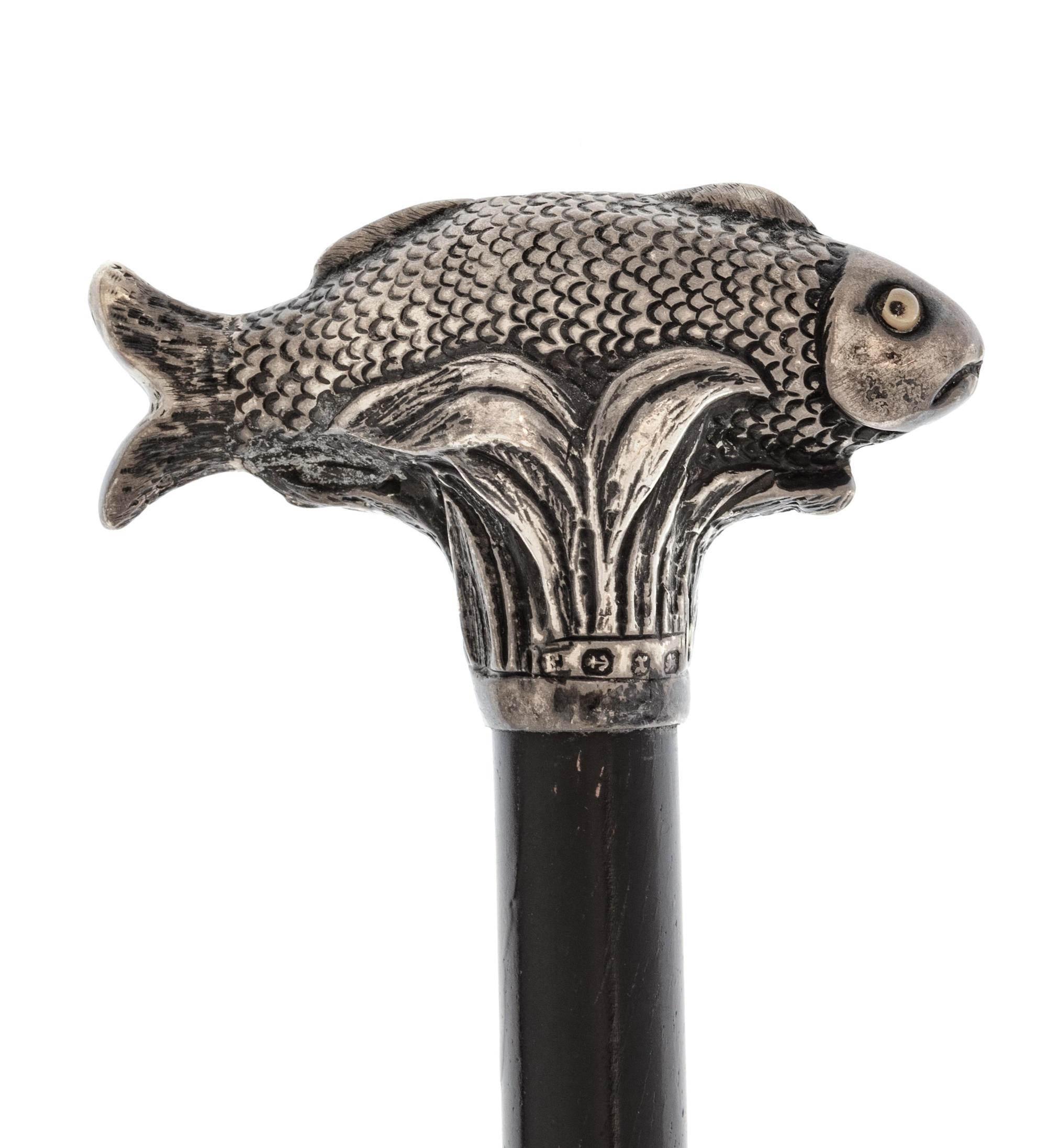 A Victorian Silver Handled Zoomorphic Walking Stick