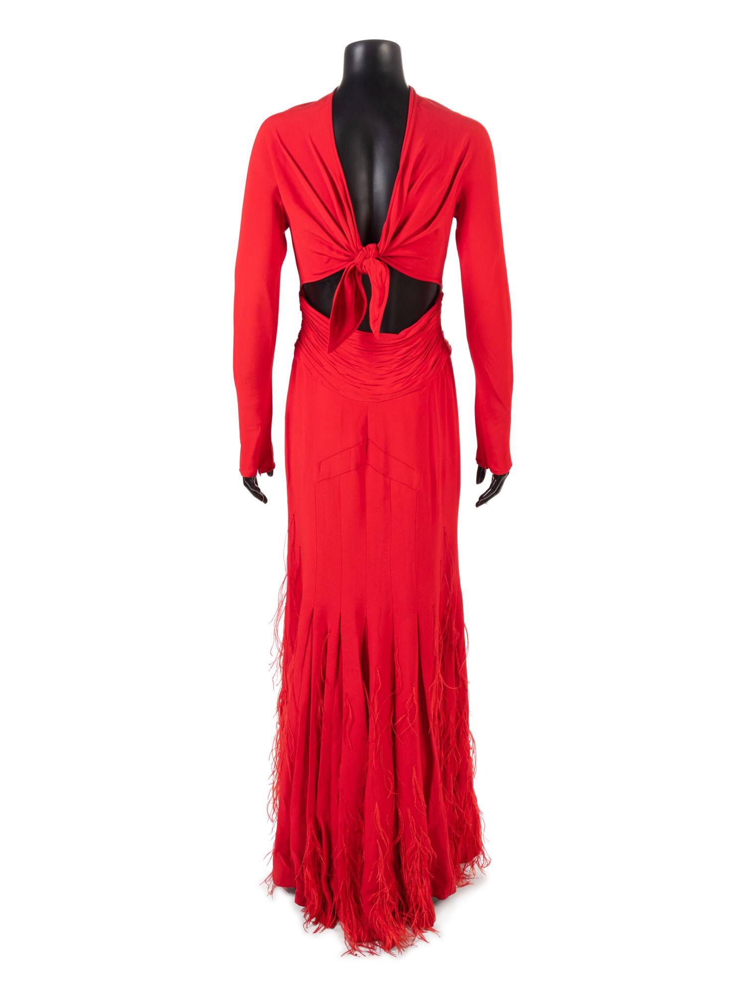 Valentino Evening Dress with Feather Detail, 1970-80s