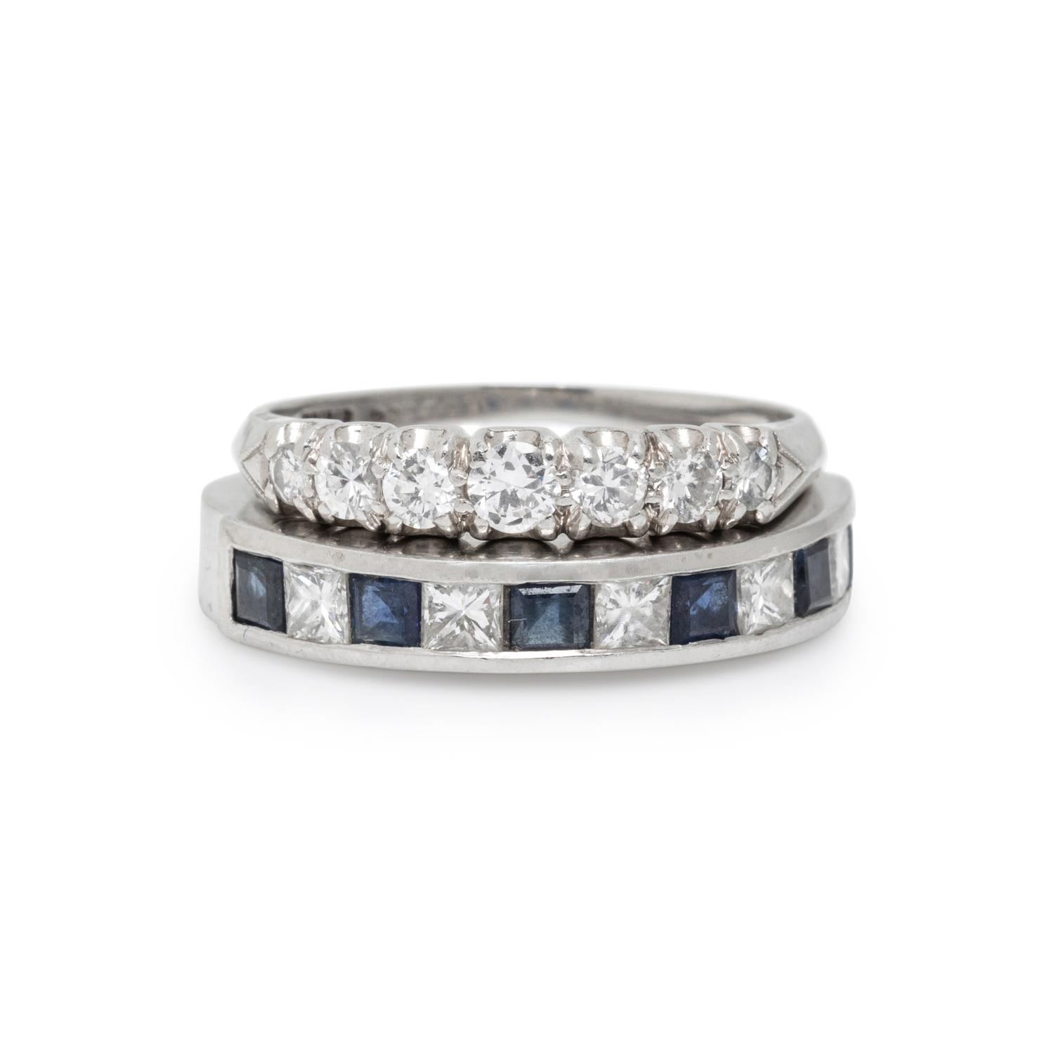 TWO PLATINUM AND DIAMOND BANDS