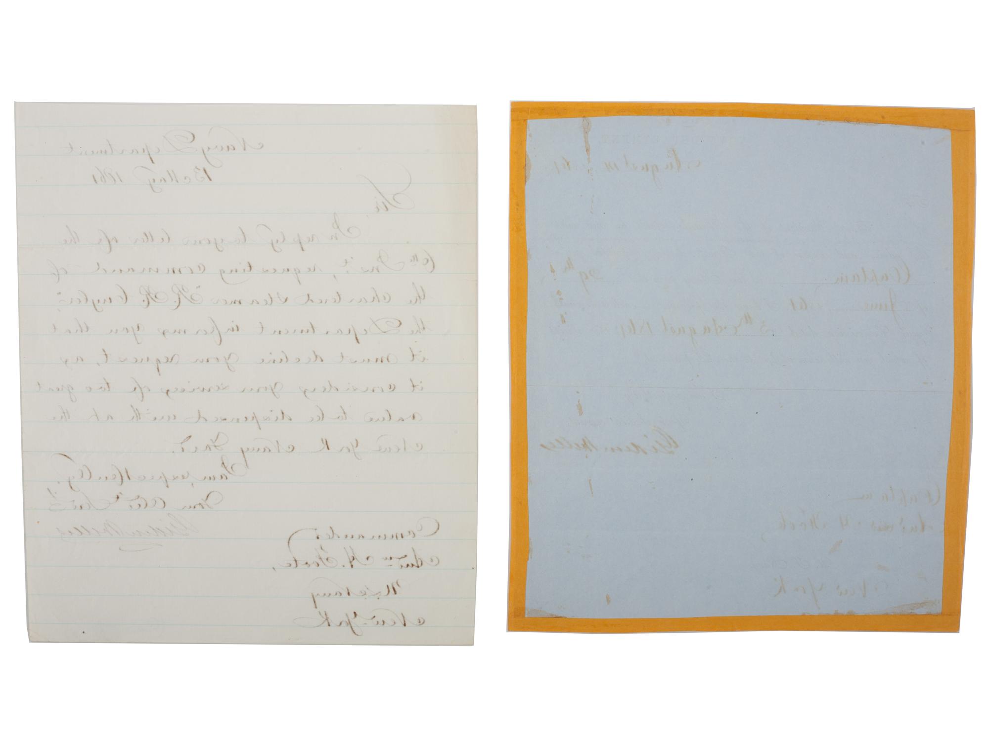 [CIVIL WAR - NAVY]. WELLES, Gideon (1802-1878). 4 letters and documents signed ("Gideon Welles"), as Secretary of the Navy, to Andrew H. Foote (1806-1863), regarding Foote's commands. [Washington, D.C.], Navy Department, 1861-1862.