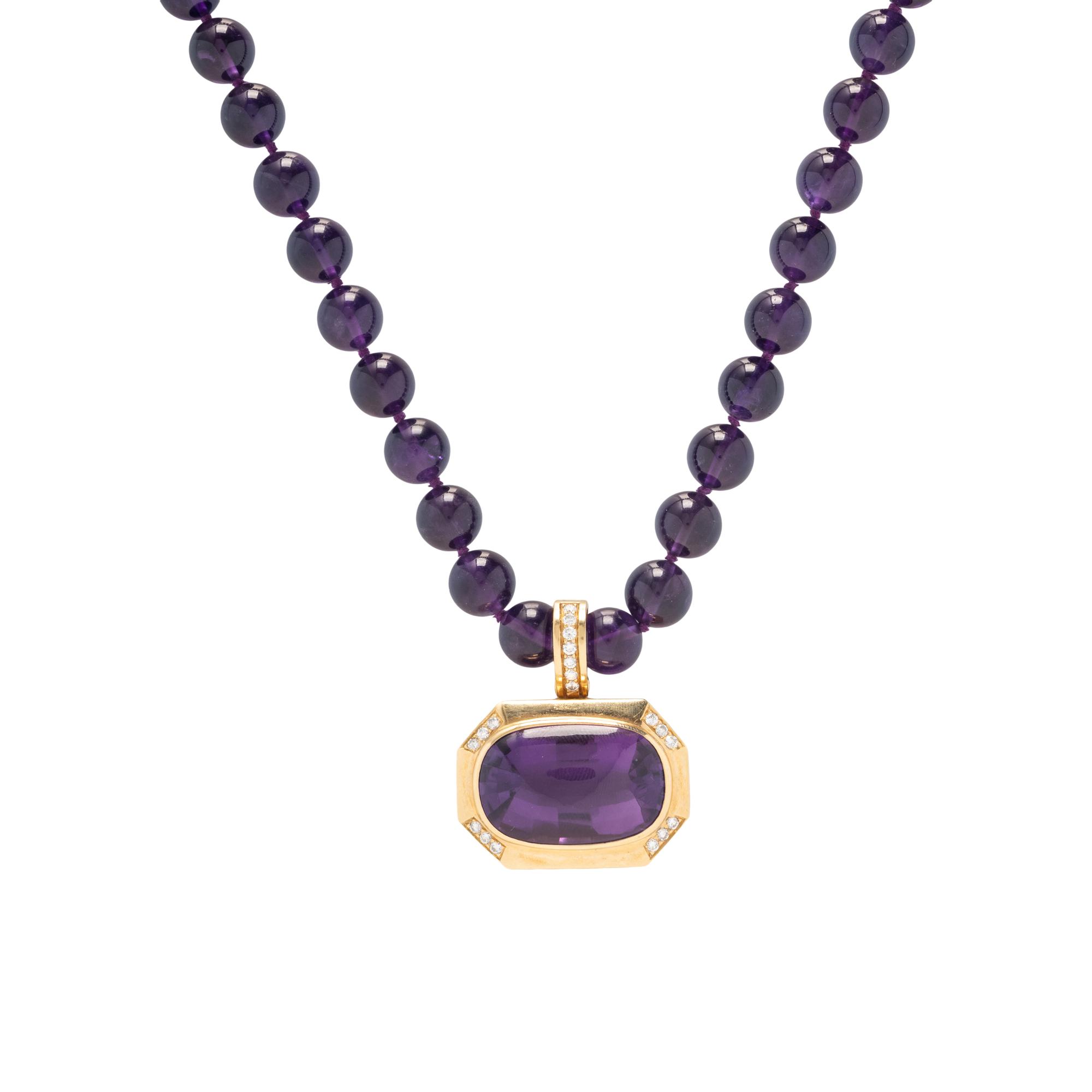 GUMPS, CONVERTIBLE AMETHYST AND DIAMOND PENDANT NECKLACE