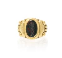 An 18 Karat Yellow Gold and Carved Bloodstone Ring, Kieselstein-Cord, 9.90 dwts.