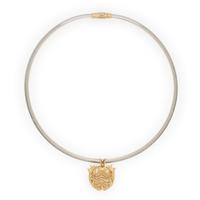 Yellow Gold Pendant and Bicolor Gold Omega Chain