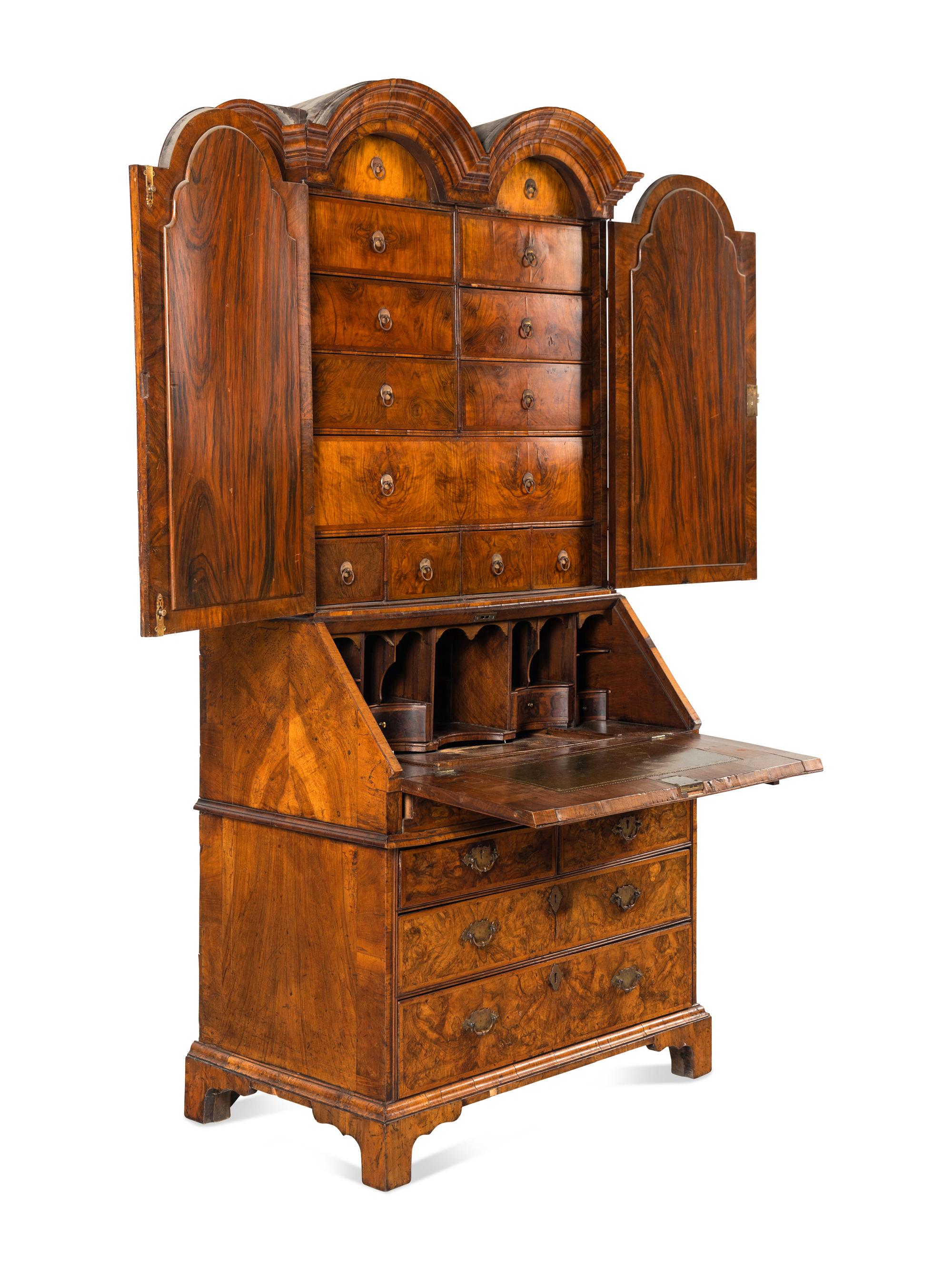 A George II Walnut Bureau Cabinet