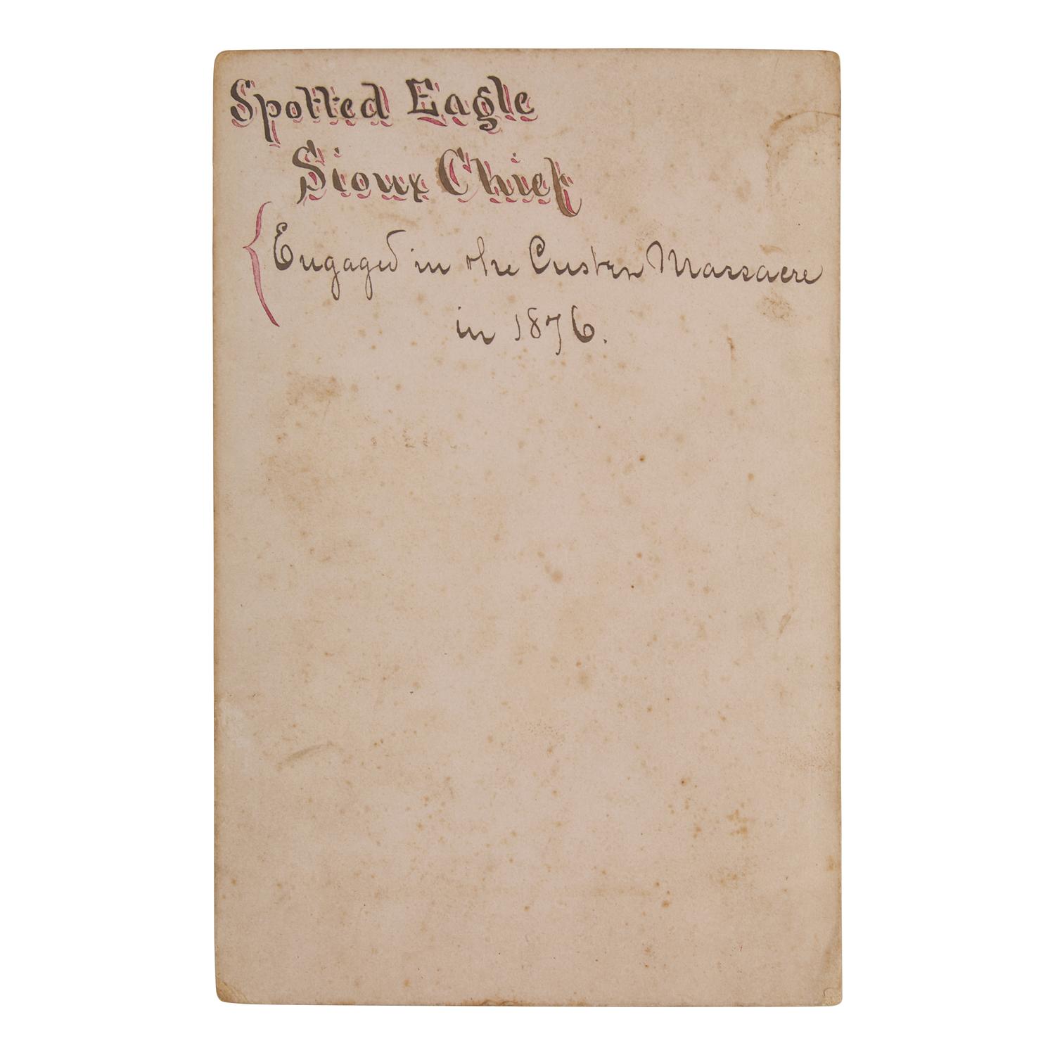 [Native-Americana] Kelly, R.L. Cabinet Card Portrait of Spotted Eagle